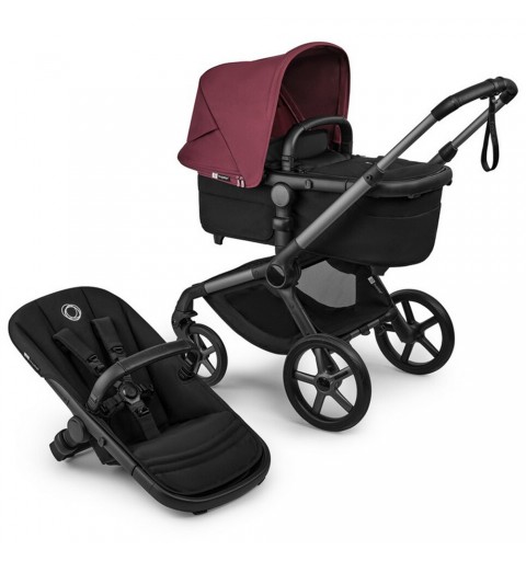 Bugaboo Fox 5 Renew - wózek wielofunkcyjny, zestaw 2w1 z opcją 3w1 i 4w1 | Graphite / Black - Dark Cherry
